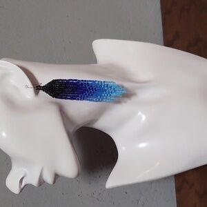 Handmade beaded earrings in Black and Blues